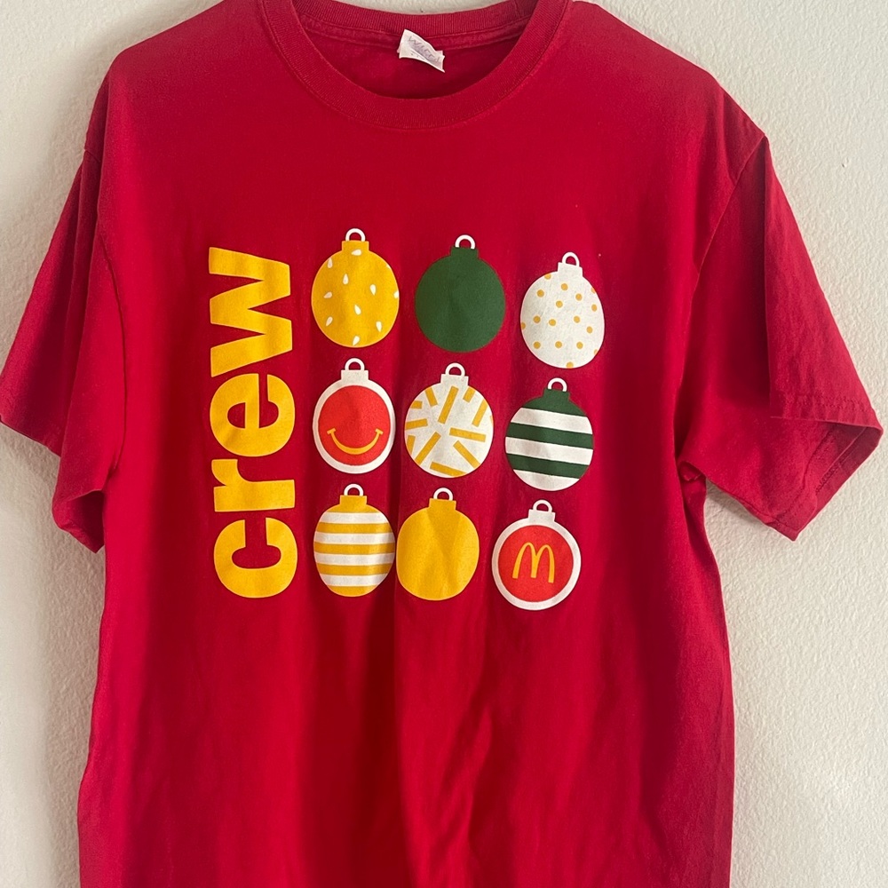 Mcodnalds Crew holiday christmas ornament shirt